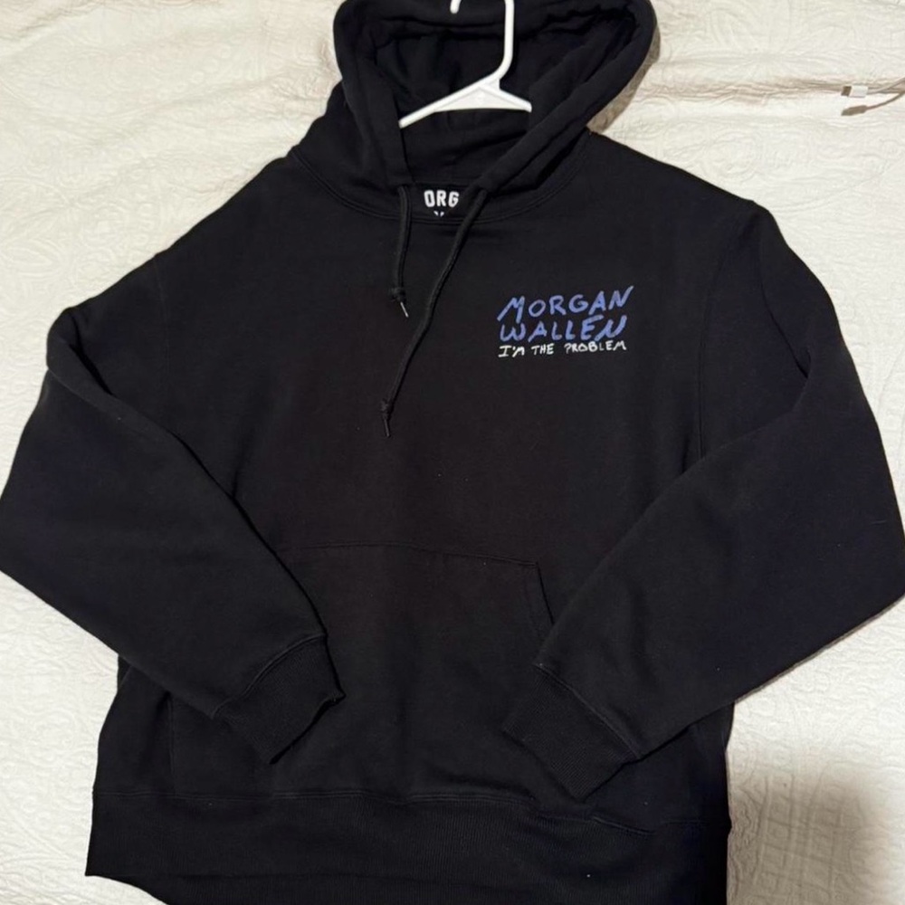 Target Black morgan wallen Hoodie with Blue Text